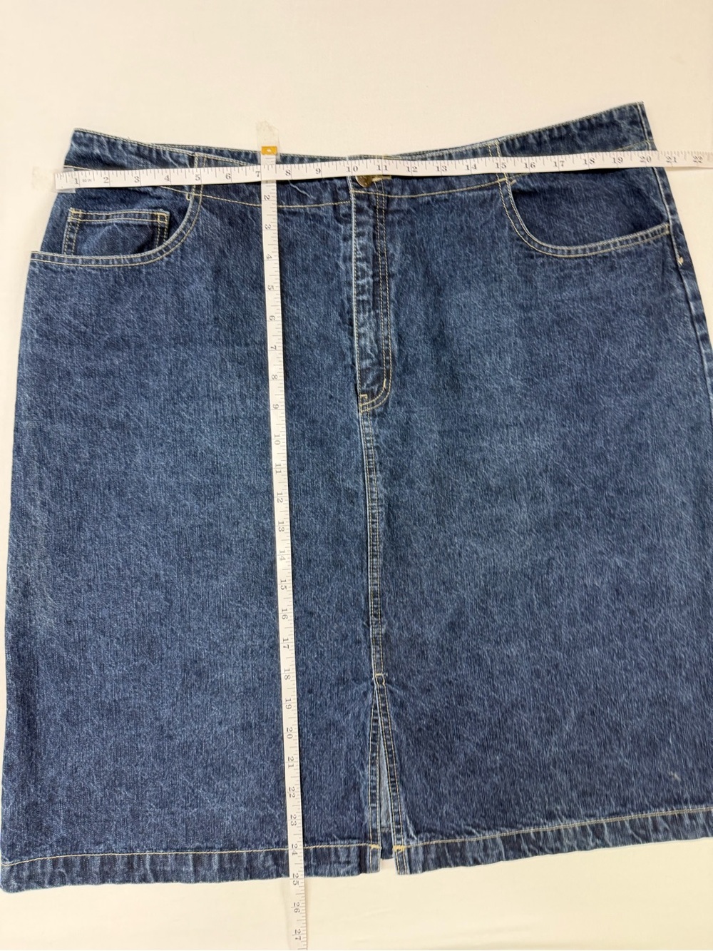 Vintage Cotton Ginny Denim Skirt Medium Wash A-Line Front Slit 1868 - Picture 3 of 5